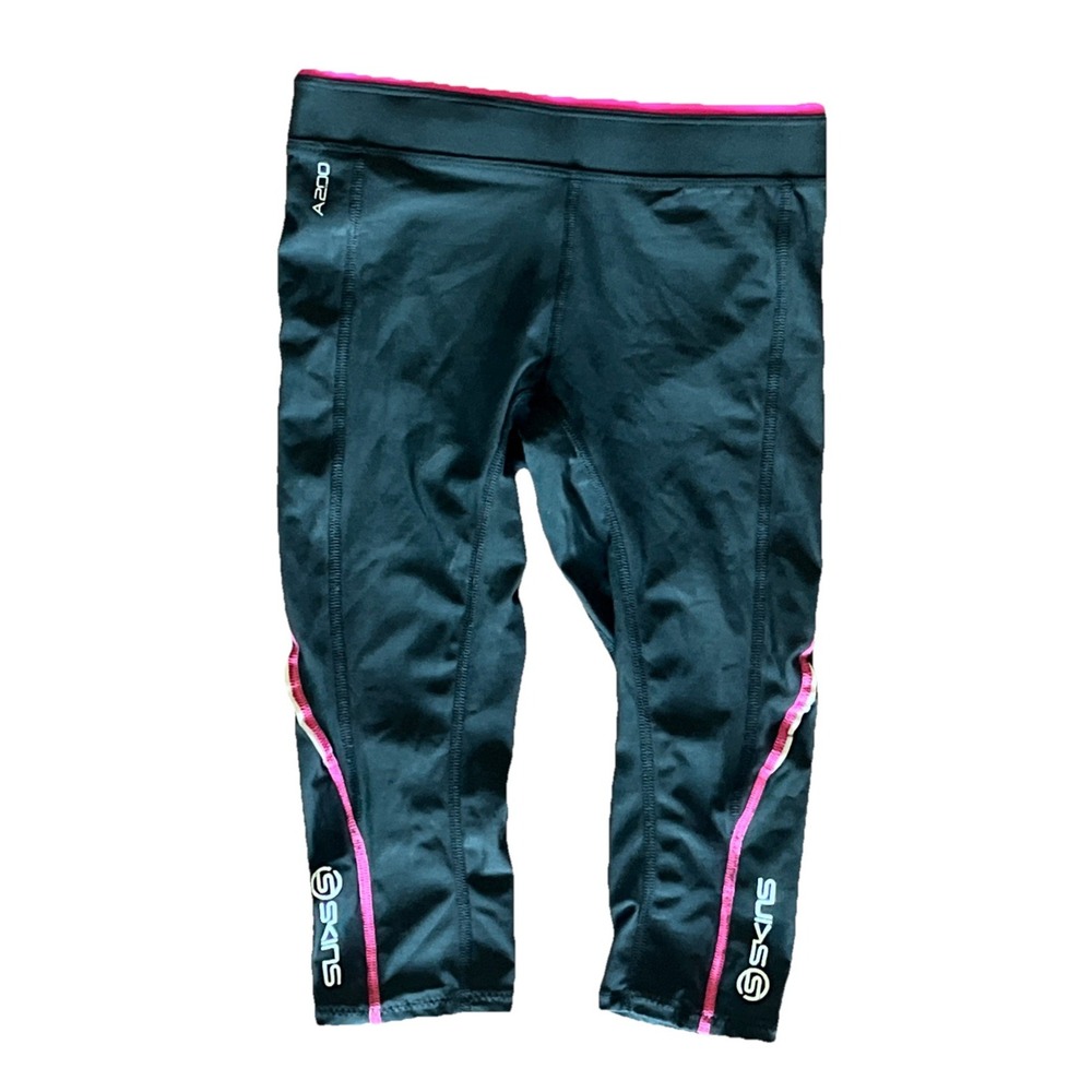 NEW Skins Compression Crop Tights A200 Womens Small Black Pink